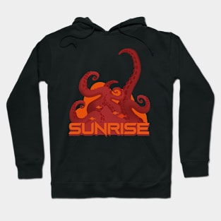 Red Tentacles with Orange Fish Sunrise Hoodie